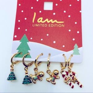 Earrings Christmas Gingerbread men Trees and Candy Canes. PIERCED  3 Pairs